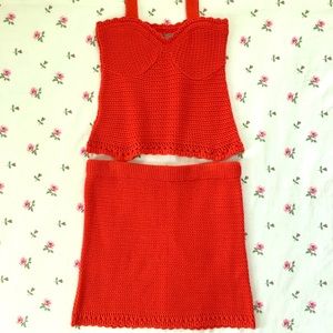 ASOS Crochet Co-ord Red Top and Skirt